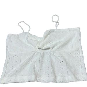 Twist front spaghetti strap cami crop top